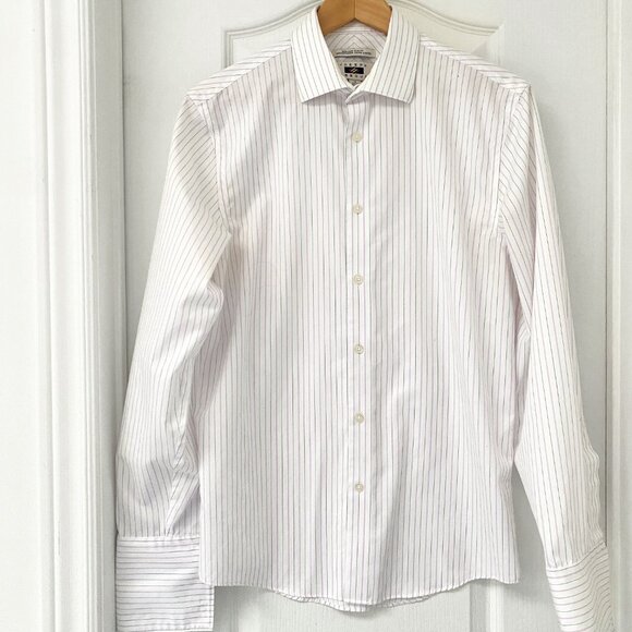 Joseph Abboud - Non-Iron Slim Fit Button-Up Pinstripe Shirt - Picture 1 of 7